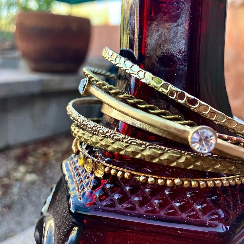 Elegant Gold Tone Bracelet Stack of 8 - Picture 4 of 4